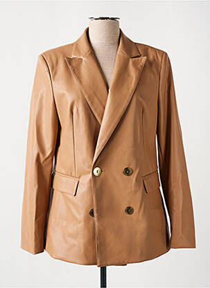 Veste simili cuir poches marron LES BLONDINETTES femme