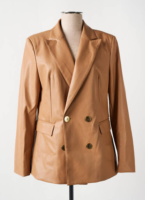 Veste simili cuir marron LES BLONDINETTES pour femme