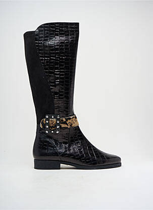 Bottes tissage satiné talon plat jusqu'à 3cm noir DANSI femme