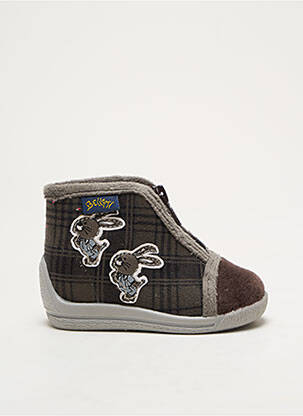Chaussons/pantoufles fermeture zippée bout rond gris BELLAMY garçon