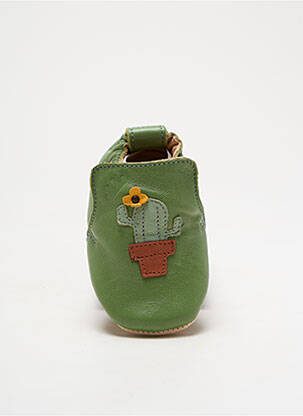 Chaussons/pantoufles tissage satiné bout rond vert EASY PEASY fille