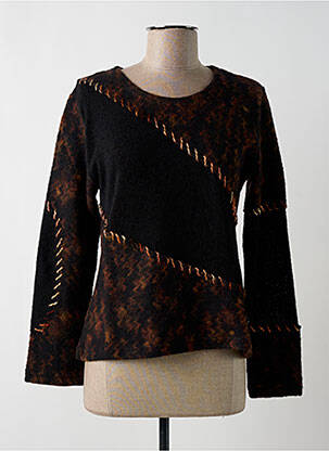 Pull coupe cintrée manches longues noir FINETTE femme