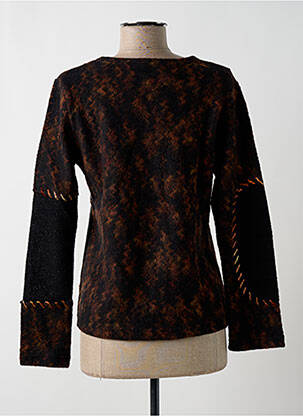 Pull coupe cintrée manches longues noir FINETTE femme