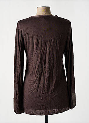 Top tissage jersey manches longues marron KAKIE femme