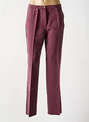 Pantalon droit taille à pinces taille haute violet LEWINGER femme