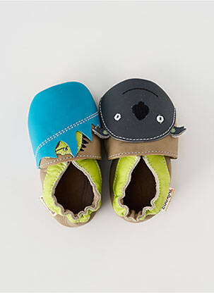 Chaussons/pantoufles matière lisse bout rond marron COOKOO BY GBB garçon