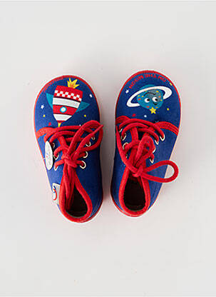 Chaussons/pantoufles fermeture lacets bout rond bleu BELLAMY garcon