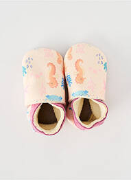 Chaussons/pantoufles matière lisse bout rond beige INCH BLUE fille