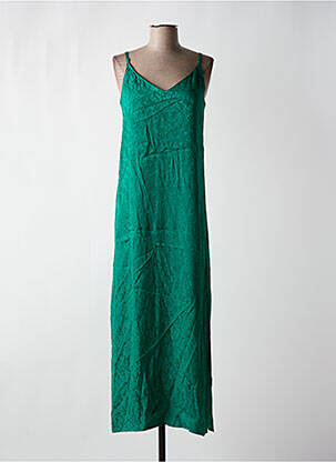 Robe longue coupe fluide fines bretelles vert GRACE & MILA femme