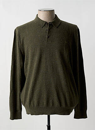 Polo tissage chiné manches longues vert RALPH LAUREN homme