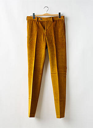 Pantalon chino fermeture zippée sous rabat avec crochet taille basse jaune MONSIEUR HECTOR homme