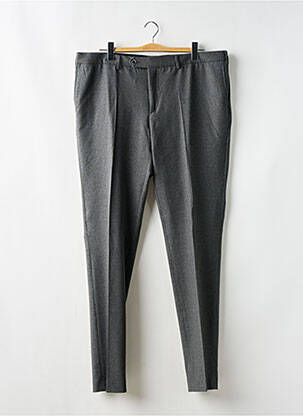 Pantalon chino fermeture zippée sous rabat boutonné taille haute gris MONSIEUR HECTOR femme