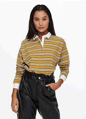Polo coupe droite manches longues jaune ONLY femme