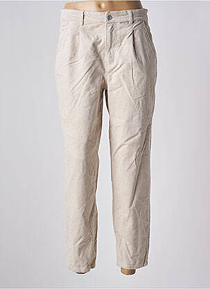 Pantalon droit fermeture zippée sous rabat boutonné beige ONLY femme