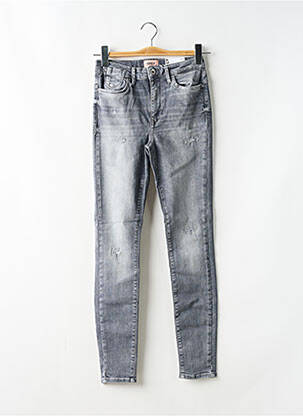 Jeans skinny effet usé délavé taille haute gris ONLY femme