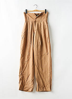 Pantalon large tissage popeline taille haute marron DEUX. BY ELINE DE MUNCK femme