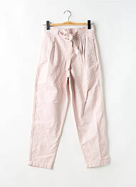 Pantalon droit tissage popeline taille haute rose MANGO femme