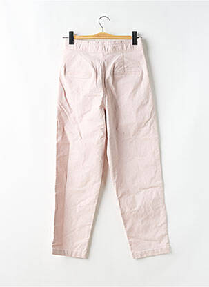 Pantalon droit tissage popeline taille haute rose MANGO femme