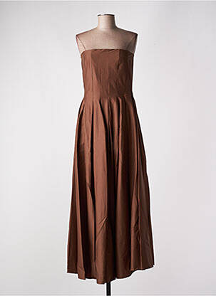 Robe longue coupe évasée sans manche marron ANGELA DAVIS femme