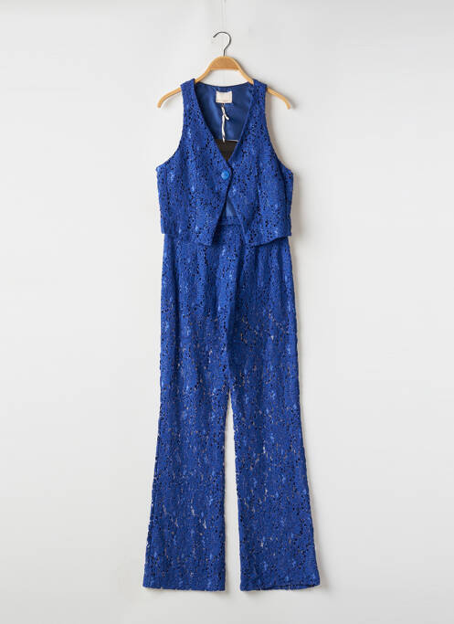 Ensemble pantalon fermeture zippée sous rabat boutonné bleu ANGELA DAVIS femme