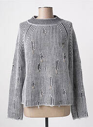 Pull stretch manches longues gris ANGELA DAVIS femme
