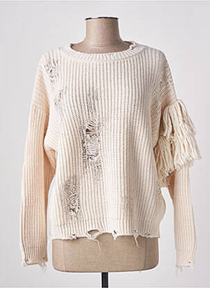 Pull coupe droite manches longues beige ANGELA DAVIS femme