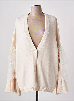 Gilet manches longues resserrée sur le bas beige ANGELA DAVIS femme