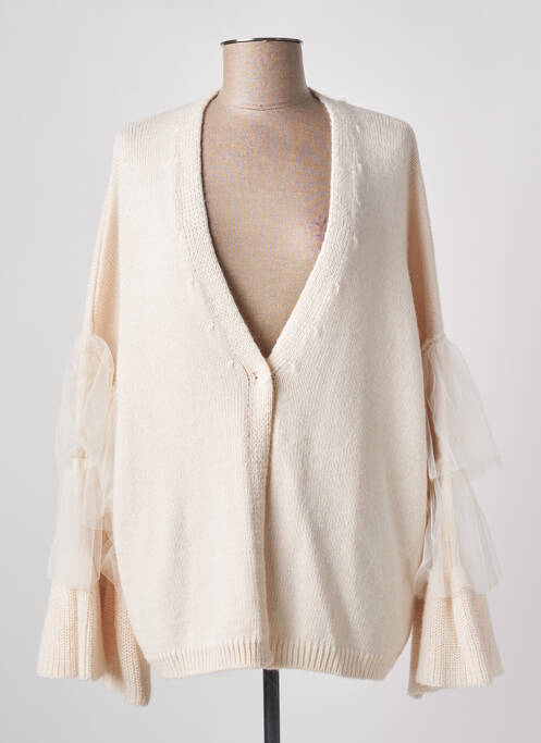 Gilet manches longues resserrée sur le bas beige ANGELA DAVIS femme