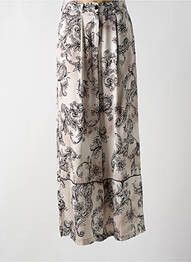 Pantalon large fermeture zippée sous rabat boutonné taille haute beige ANGELA DAVIS femme