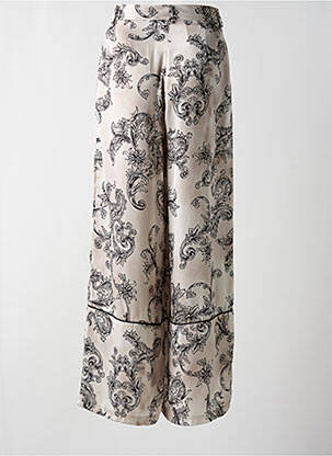 Pantalon large fermeture zippée sous rabat boutonné taille haute beige ANGELA DAVIS femme