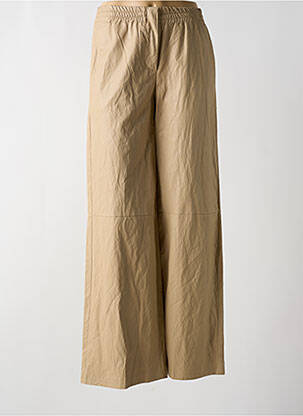 Pantalon large poches taille haute beige ANGELA DAVIS femme