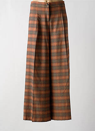 Pantalon large fermeture zippée sous rabat boutonné taille haute orange DIANA GALLESI femme