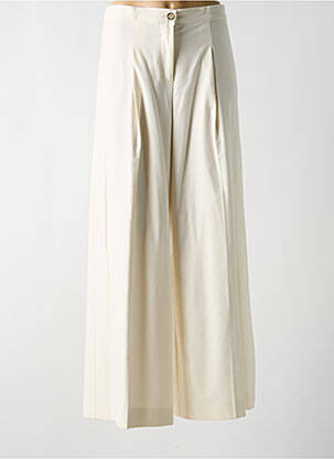 Pantalon large fermeture zippée sous rabat boutonné taille haute blanc DIANA GALLESI femme