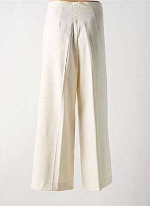 Pantalon large fermeture zippée sous rabat boutonné taille haute blanc DIANA GALLESI femme