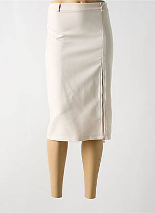 Jupe mi-longue fermeture zip latéral beige ANGELA DAVIS femme