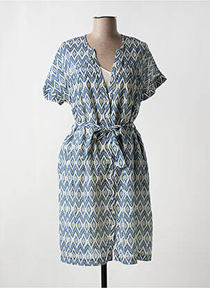 Robe mi-longue imprimé fantaisie manches courtes bleu STELLA FOREST femme