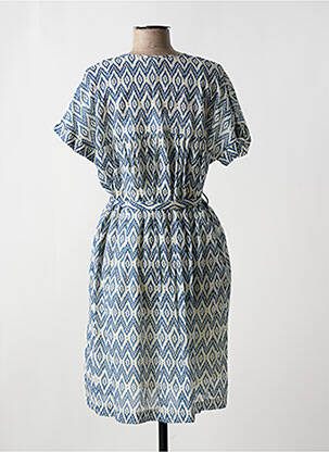 Robe mi-longue imprimé fantaisie manches courtes bleu STELLA FOREST femme