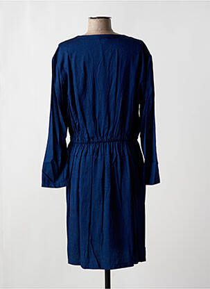 Robe mi-longue coupe fluide manches longues bleu BENSIMON femme
