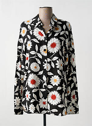 Chemisier imprimé fleurs manches longues noir ZYGA femme