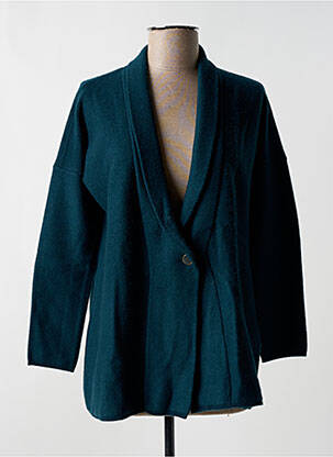 Gilet manches longues col châle vert DES PETITS HAUTS femme
