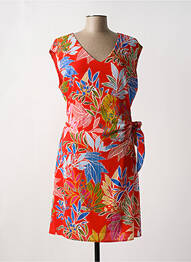 Robe mi-longue imprimé fantaisie sans manche rouge SIGNE NATURE femme