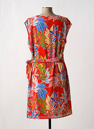 Robe mi-longue imprimé fantaisie sans manche rouge SIGNE NATURE femme