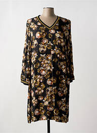 Robe mi-longue coupe fluide manches longues noir SIGNE NATURE femme