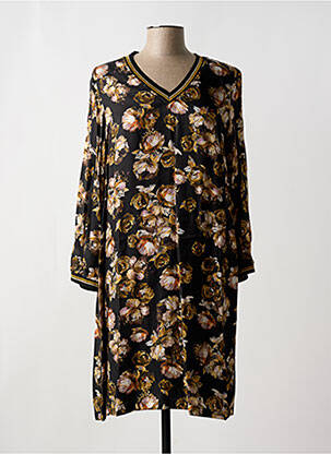 Robe mi-longue coupe fluide manches longues noir SIGNE NATURE femme