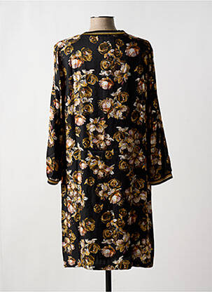 Robe mi-longue imprimé fleurs manches longues noir SIGNE NATURE femme