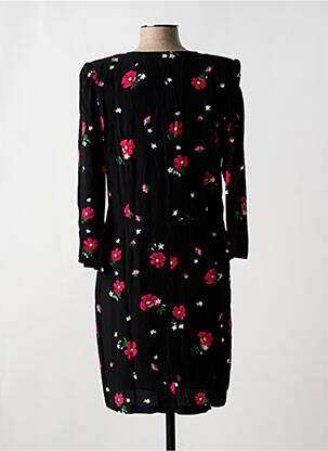 Robe mi-longue imprimé fleurs manches 3/4 noir PABLO femme