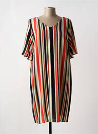 Robe mi-longue coupe fluide manches courtes beige SIGNE NATURE femme