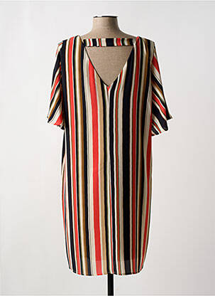 Robe mi-longue coupe fluide manches courtes beige SIGNE NATURE femme