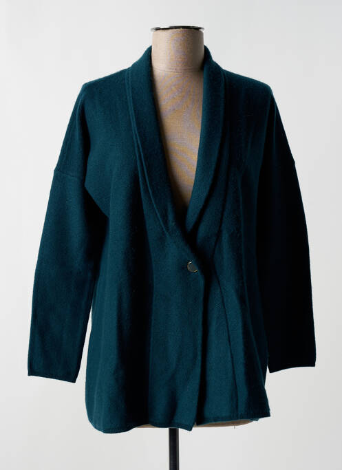 Gilet manches longues col châle vert DES PETITS HAUTS femme