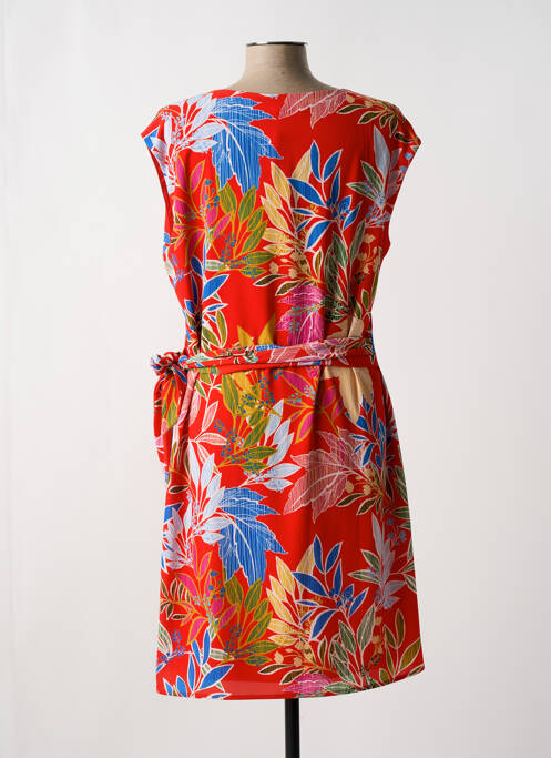 Robe mi-longue imprimé fantaisie sans manche rouge SIGNE NATURE femme